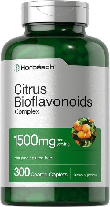 Horbäach Citrus Bioflavonoids Supplement | 1500mg | 300 Caplets | Vegetarian, Non-GMO, and Gluten Free Formula | Value Size