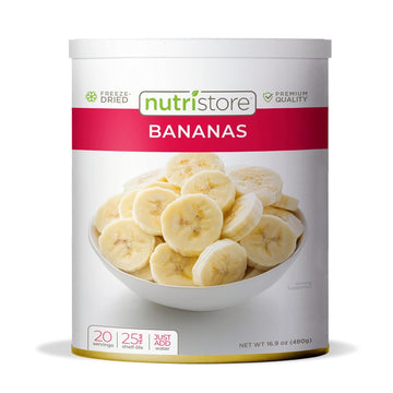 Nutristore Freeze Dried Bananas | 20 Servings | Emergency Survival Bulk Food Storage | Amazing Taste & Quality | No Extra Additives | Healthy Snack | 25 Year Shelf Life