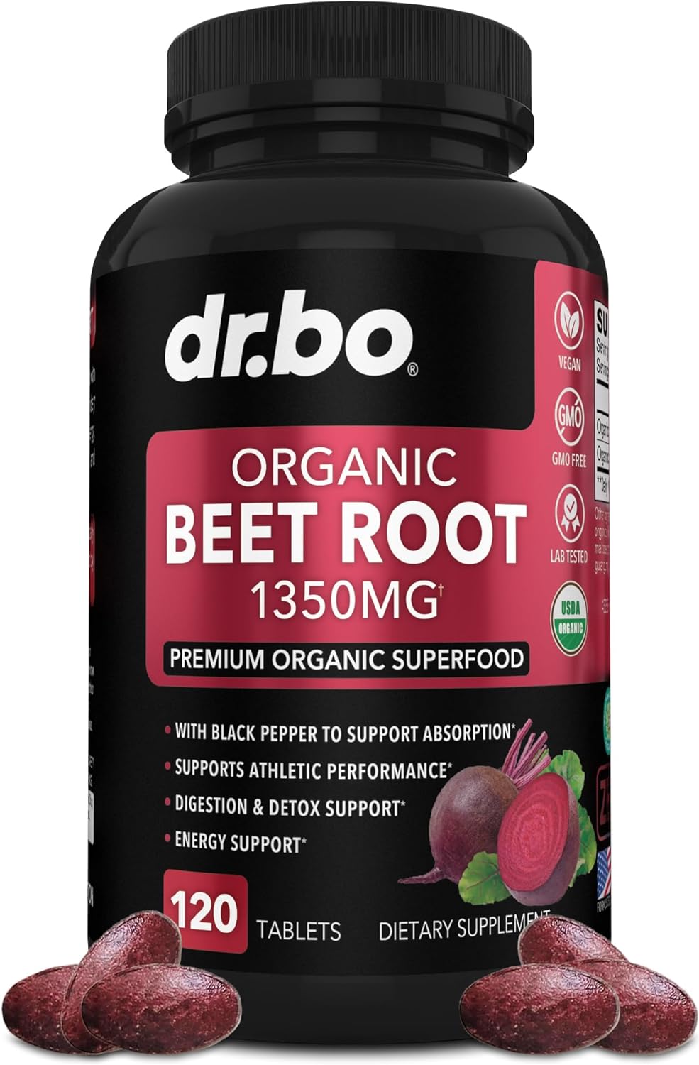Organic Beet Root Capsules Supplements - 1350mg Beetroot Powder Extract Pills, Organic Beet Root Powder Supplement, Super Nitric Oxide Beets, High Circulation Beet Vitamins Support - 120 Beet Tablets