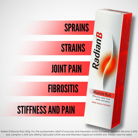 Radian B Muscle Rub 100G, Multi-Action Painkiller, Effective Relief From Aches And Pains Including Muscle Stiffness, Joint Pain, Bruising And Sprains