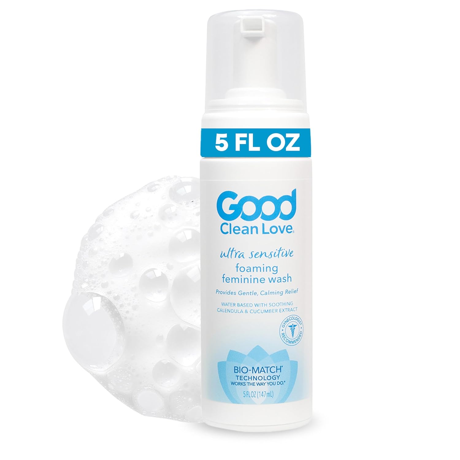 Good Clean Love Ultra Sensitive Foaming Ph-Balanced Feminine Wash, Vaginal Soap For Women With Natural Ingredients, Water-Based Gentle Intimate Cleanser, Cleansing & Soothing Feminine Care, 5 Oz