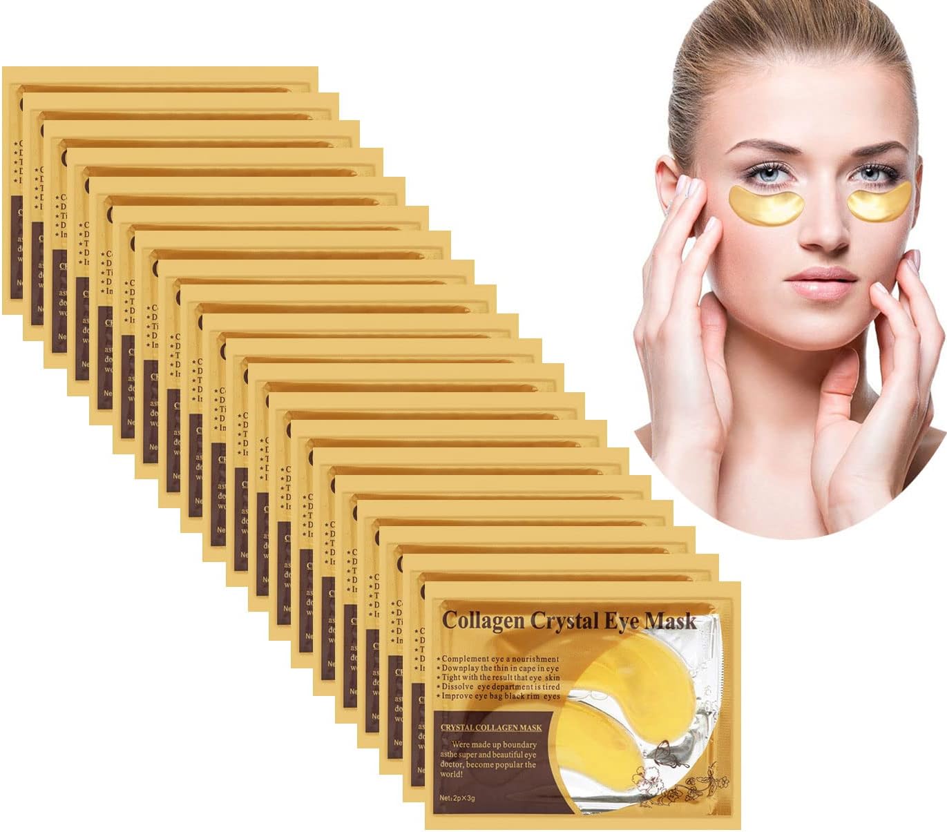 30 Pairs Crystal Collagen 24K Gold Under Eye Gel Pad Face Mask Anti Aging Wrinkle For Dark Circles, Anti Wrinkle, Puffy Eyes, Skincare, Hydrating, Soothing