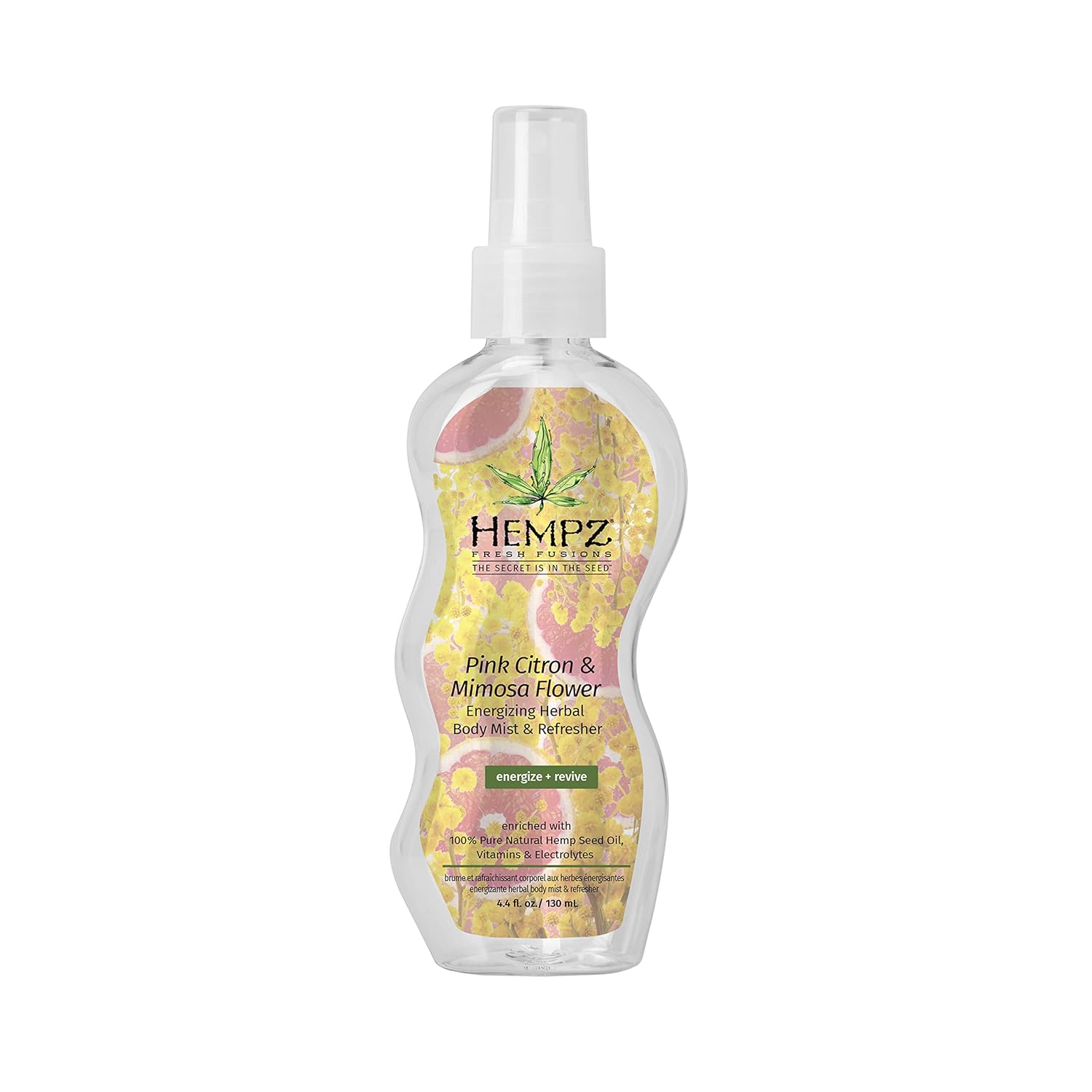 Hempz Fresh Fusions Pink Citron & Mimosa Flower Energizing Herbal Body Mist & Refresher, 4.4 Fl Oz