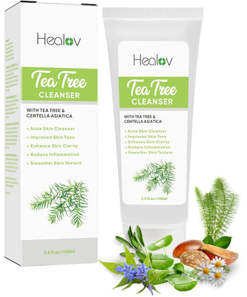 Tea Tree Face Wash – Natural Tea Tree Soap Exfoliating Facial Cleanser – Tea Tree Oil Fights Acne, Skin Irritation And Prevents Breakouts – Deeply Cleansing, Hydrating Liquid Soap For Calm Fresh Skin
