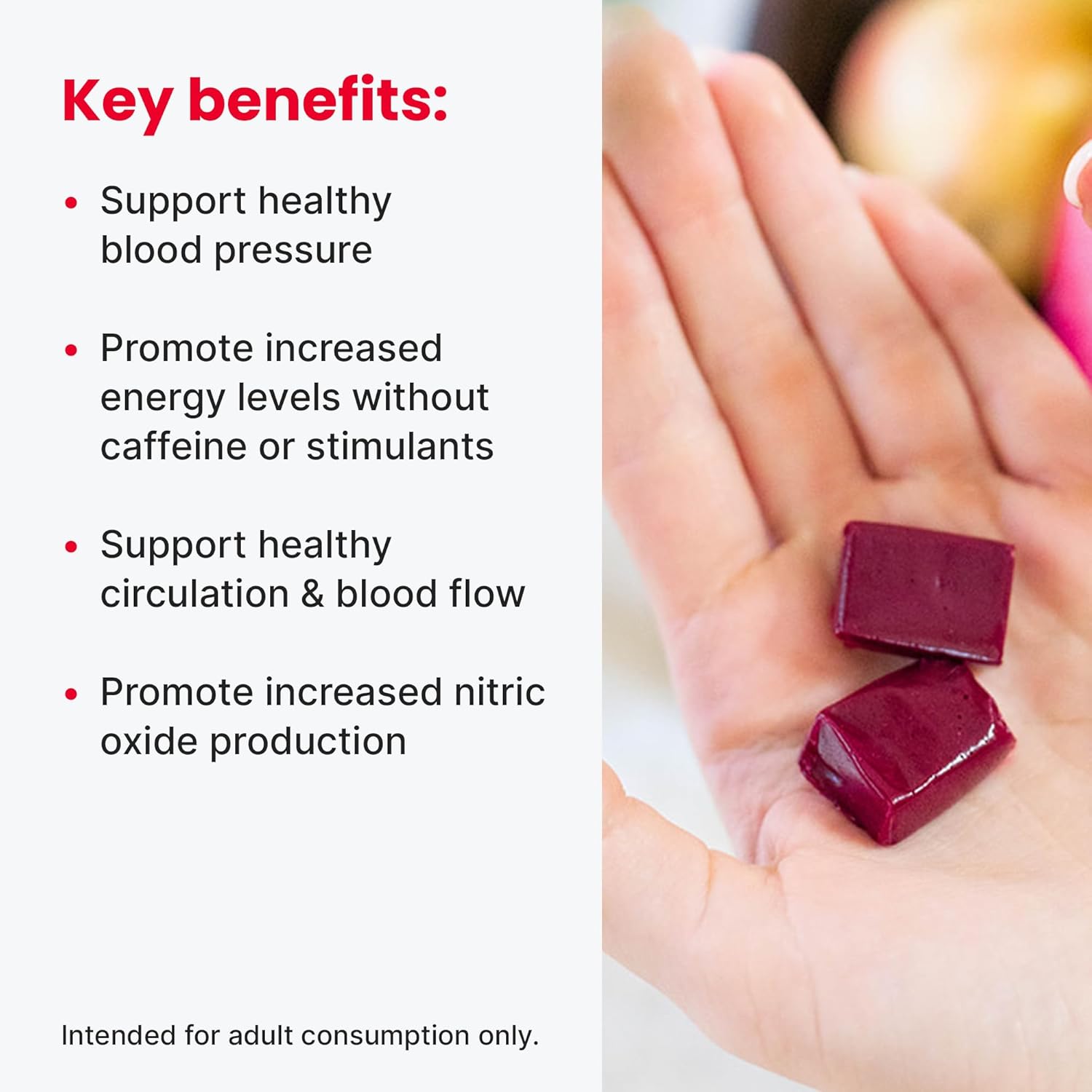 humanN SuperBeets Heart Chews - Nitric Oxide Production and Blood Pressure Support - Grape Seed Extract & Non-GMO Beet Energy Chews - Pomegranate Berry Flavor - 120 Count : Health & Household