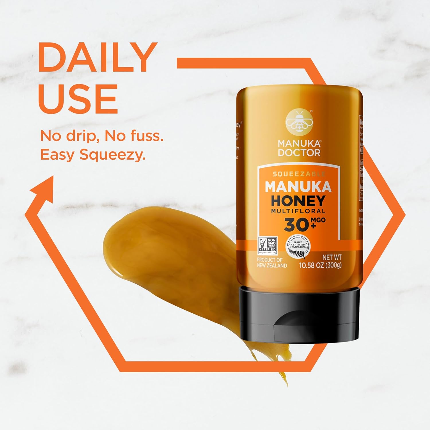 Manuka Doctor - Raw Manuka Honey Mgo 30+ Squeezy, 100% Pure New Zealand Honey. Certified. Guaranteed. Raw. Non-Gmo (10.58 Oz)