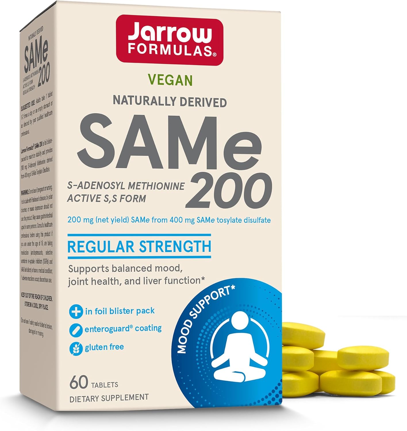Jarrow Formulas® Same 200 Mg, Supports Joint Health, Liver Function, Brain Metabolism, 60 Tablets, Up To A 60 Day Supply