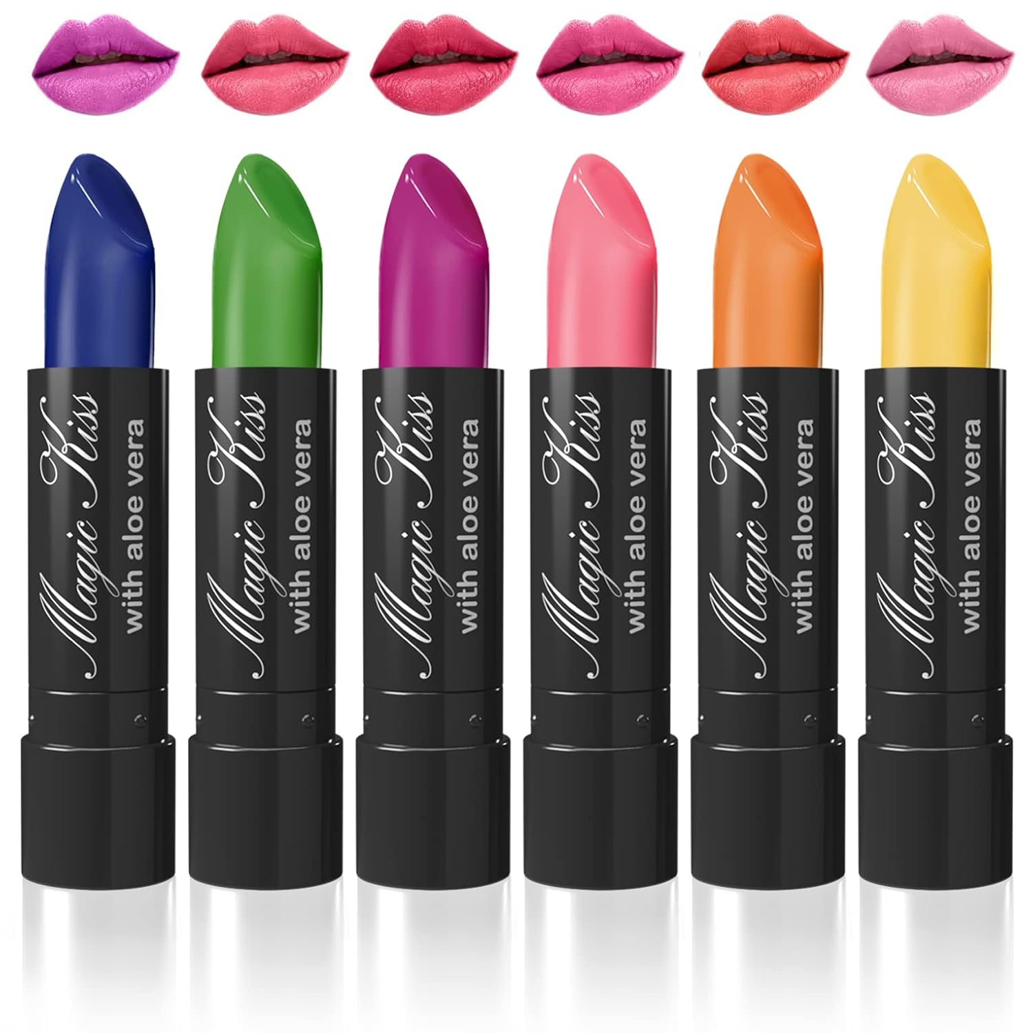 Magic Kiss Color Changing Matte 6 Piece Lipstick Set Infused With Aloe Vera Made In Usa (Colors Of Aloha 5)
