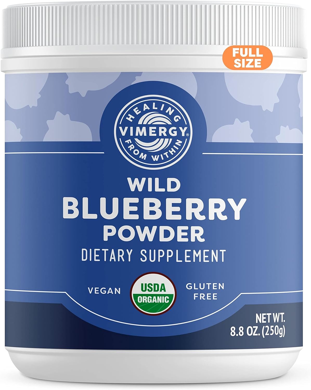 Vimergy Usda Organic Wild Blueberry Supplement Powder, 62 Servings – Natural Wild Blueberries - Fruit Powder For Smoothies, Juices, Fruit Bowls – Low-Bush, Non-Gmo, Gluten-Free, Vegan, Paleo (250G)