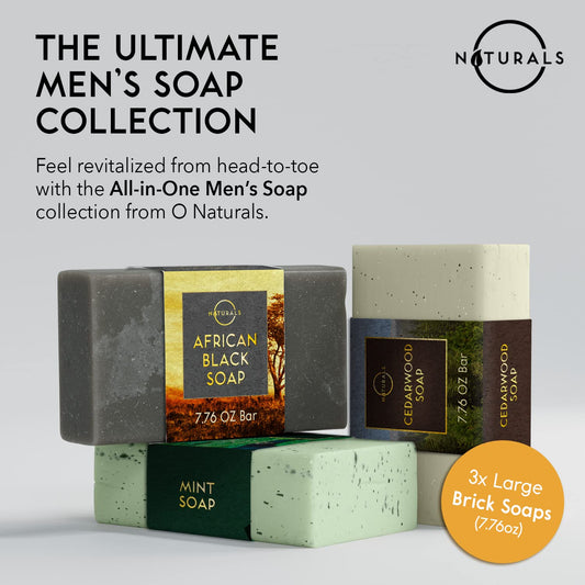 O Naturals Bar Soap For Men - 3-Pcs Mens Soap Bar - Natural Soap - Mens Bar Soap - Body Soap Bars - Men Soap - Natural Soap For Men - Organic Men'S Soap Bars - Exfoliating Soap Bar - Citrus,Olive&Mint