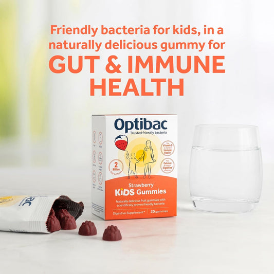 Optibac Probiotics Kids Gummies - Kids Probiotic With Vitamin D & Calcium For Immune System Support & Gut Health And 2 Billion Bacterial Cultures - 30 Vegan Gummies : Health & Household
