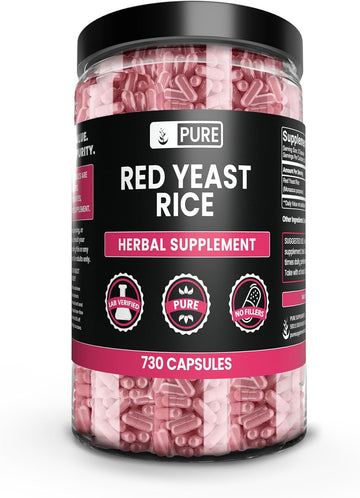 Pure Original Ingredients Red Yeast Rice No Magnesium Or Rice Fillers, Always Pure, Lab Verified (730 Capsule)