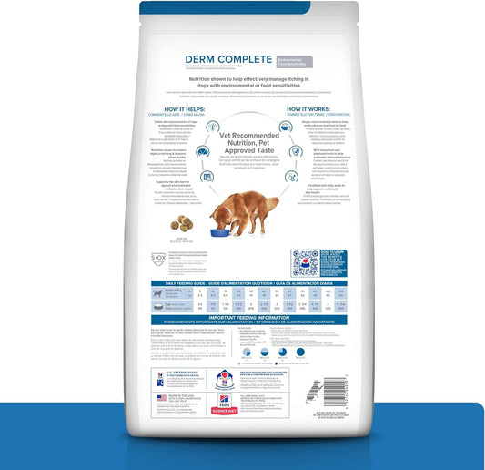 Hill'S Prescription Diet Derm Complete Skin & Food Sensitivities Dry Dog Food, Veterinary Diet, 6.5 Lb. Bag