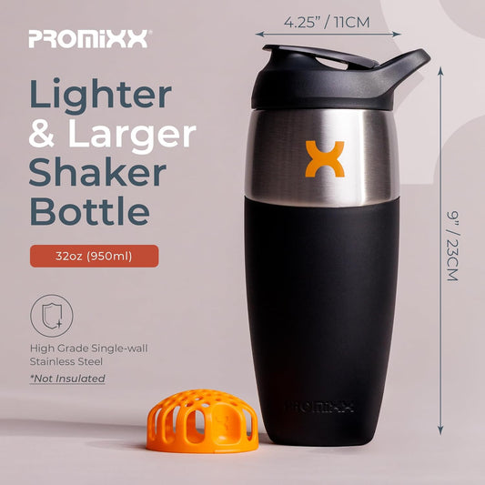 32Oz Protein Shaker Bottle - Leak-Proof & Bpa-Free Stainless Steel Shaker Cup With Snap-Fit Agitator For Smooth Mixing - No Odor, Easy To Clean - Blender Shaker Bottle For Gym Pre Workout & Smoothies : Health & Household