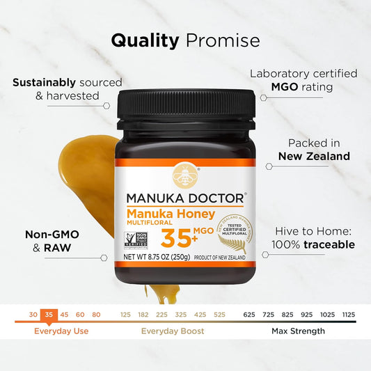 Manuka Doctor - Mgo 35+ Manuka Honey Multifloral, 100% Pure New Zealand Honey. Certified. Guaranteed. Raw. Non-Gmo (8.75Oz)