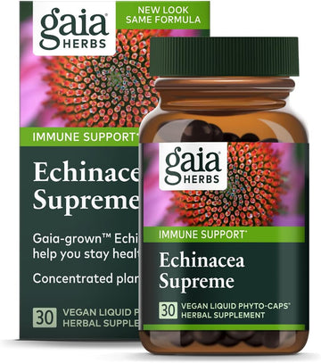 Gaia Herbs Echinacea Supreme - Immune Support Supplement - Echinacea Purpurea And Echinacea Angustifolia Blend To Support Immune System - 30 Vegan Liquid Phyto-Capsules (15-Day Supply)