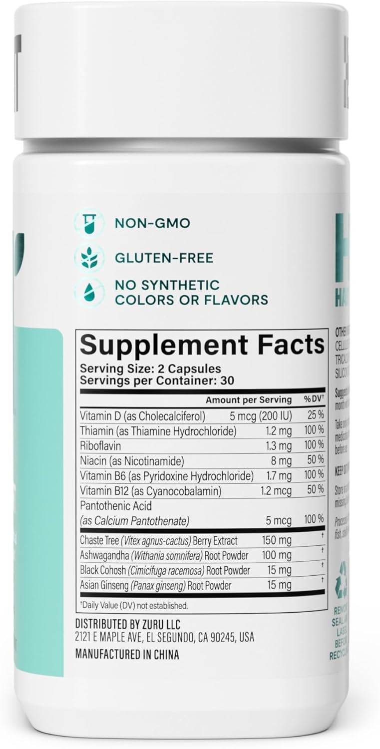 Habit PMS Support Supplement for Women 2 Pack (120 Capsules) - Supports Premenstrual Symptoms & Stress, Hormone Balance, Mood, B Vitamins, Vitamin D, Chasteberry, Ashwagandha, Gluten-Free, Non-GMO : Health & Household
