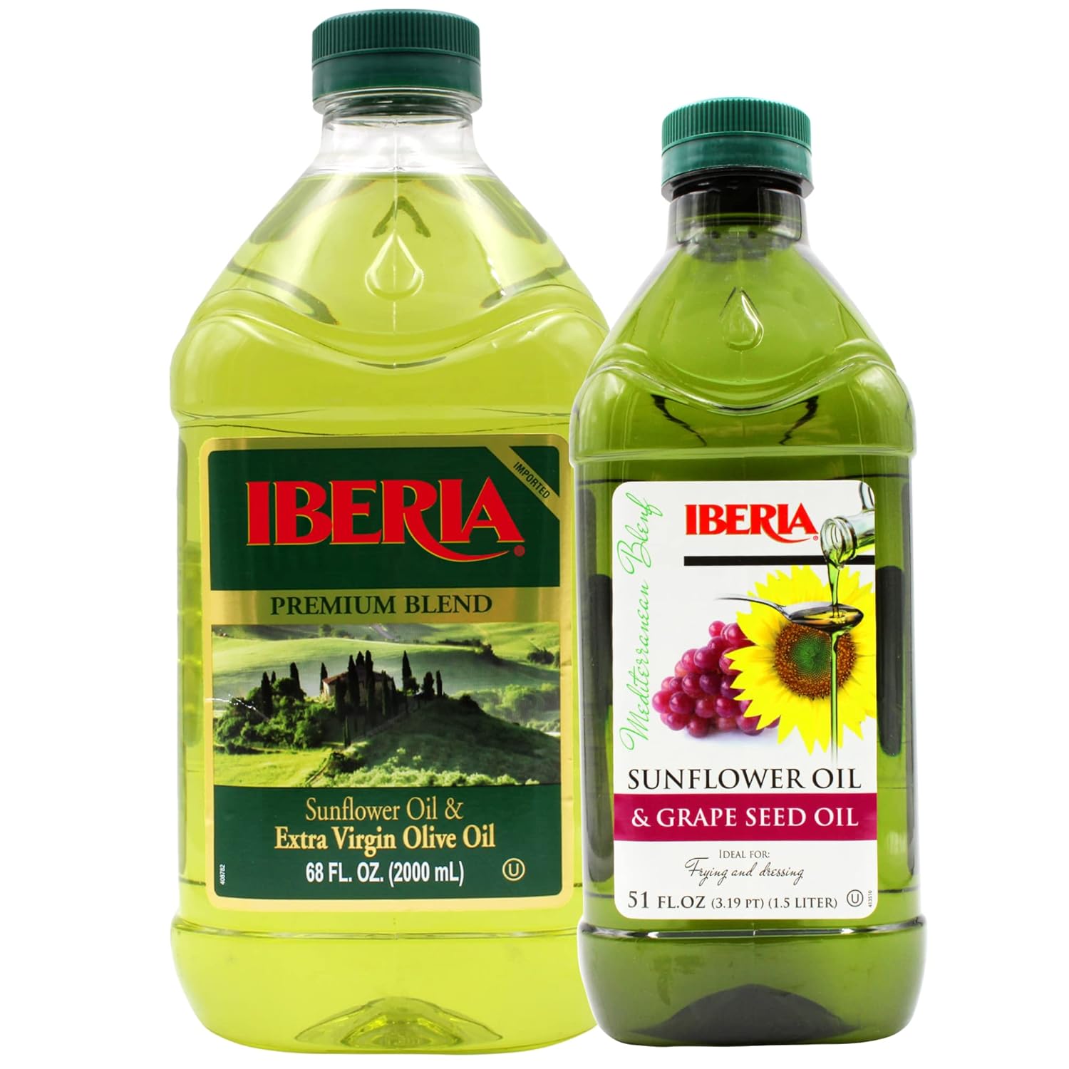 Iberia Sunflower and Extra Virgin Oil Blend, 2L + Iberia Sunflower & Grapeseed Oil, 51oz : Grocery & Gourmet Food