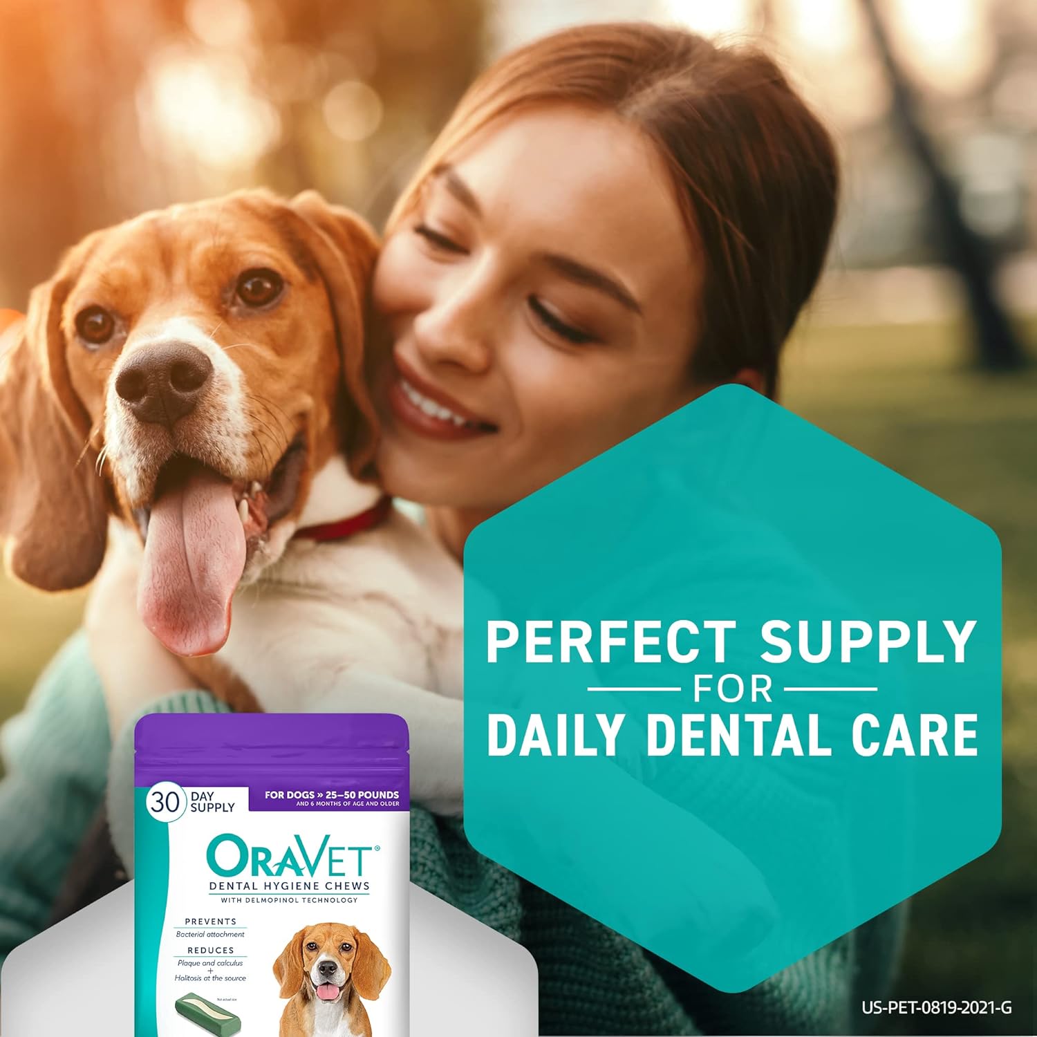 ORAVET Dental Chews for Dogs, Oral Care and Hygiene Chews (Medium Dogs, 25-50 lbs.) Purple Pouch, 30 Count : Pet Supplies