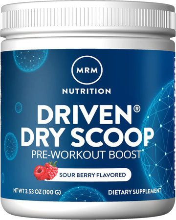 Mrm Nutrition Driven™ Dry Scoop Pre-Workout Powder| Sour Berry Flavored| Pure Ingredients| Muscle + Hydration + Energy Blends| Performance Energy | Vegan + Gluten-Free | 15 Servings