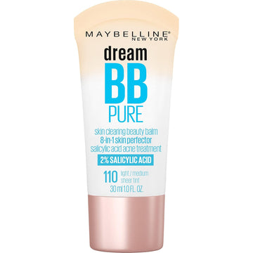 Maybelline Dream Pure Skin Clearing Bb Cream, 8-In-1 Skin Perfecting Beauty Balm With 2% Salicylic Acid, Sheer Tint Coverage, Oil-Free, Deep, 1 Count
