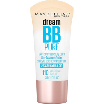 Maybelline Dream Pure Skin Clearing Bb Cream, 8-In-1 Skin Perfecting Beauty Balm With 2% Salicylic Acid, Sheer Tint Coverage, Oil-Free, Light, 1 Count