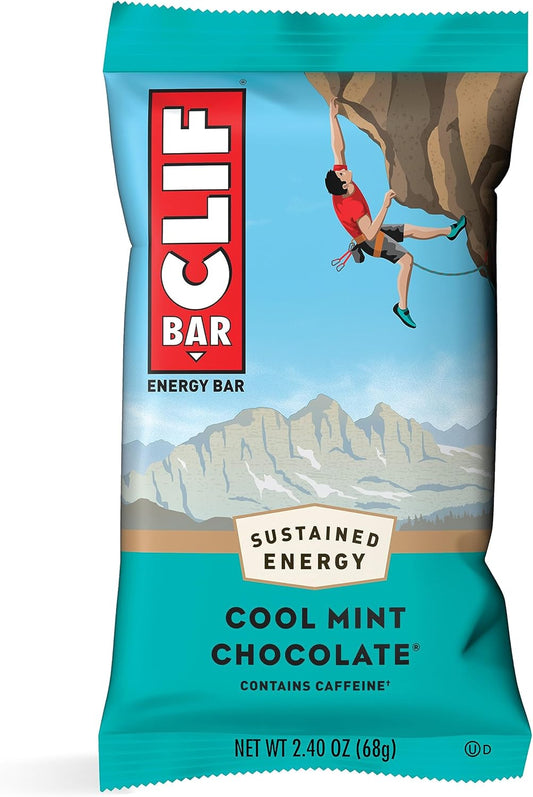 Clif Bar - Cool Mint Chocolate With Caffeine - Made With Organic Oats - Non-Gmo - Plant Based - Energy Bars - 2.4 Oz. (12 Pack)