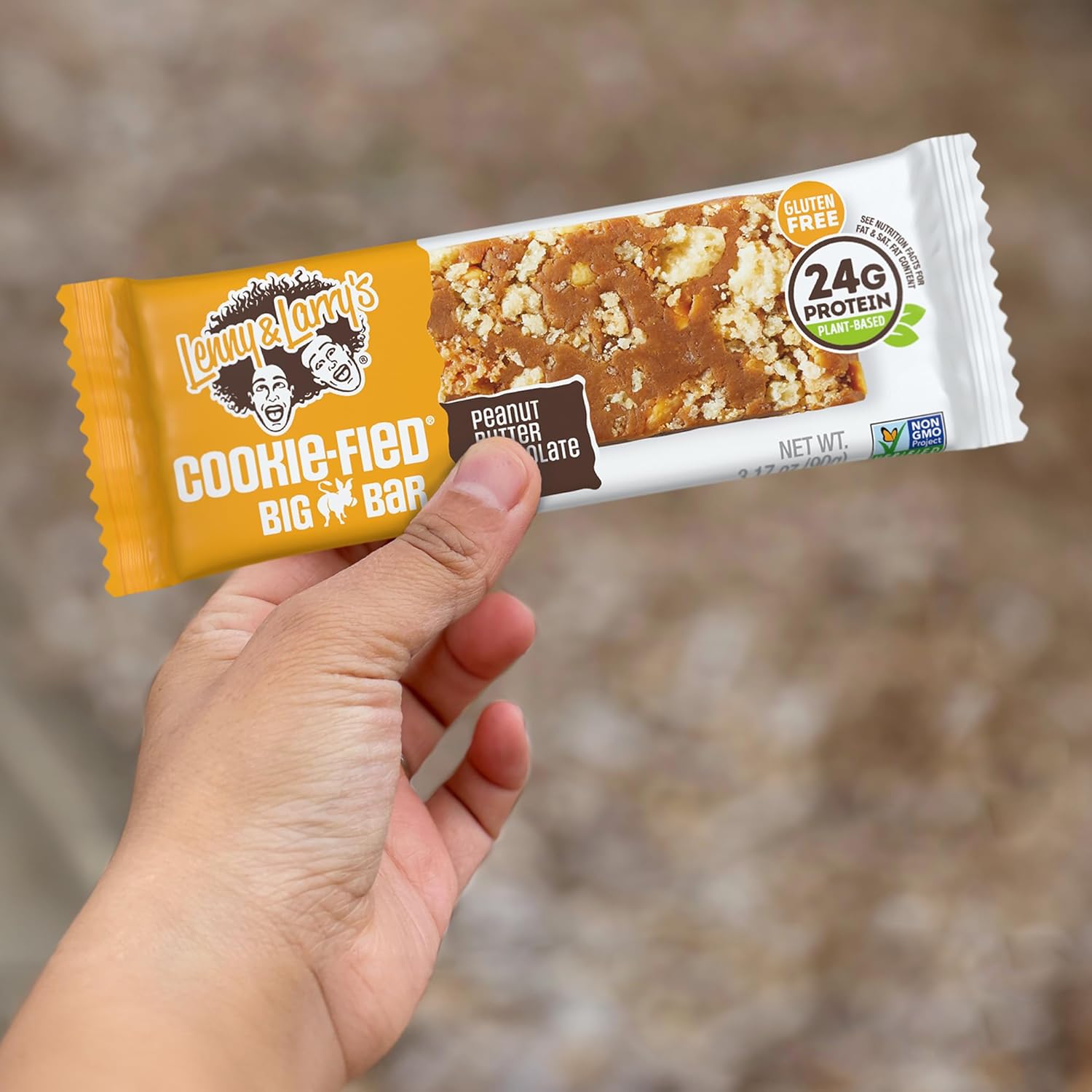 Lenny & Larry's Cookie-fied BIG BAR 90g, Peanut Butter Chocolate Chip, 12-pack with 24 grams of Plant-Based Protein Extra Large Vegan Snack Bars, 10g Prebiotic Fiber Non-GMO, Kosher : Health & Household