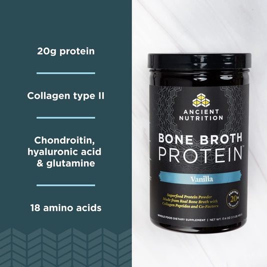 Ancient Nutrition Protein Powder Made from Real Bone Broth, Vanilla, 2