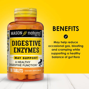 Mason Natural Digestive Enzymes With Prebiotics & Probiotics, Supports Digestive Health & Gut Balance, 90 Tablets