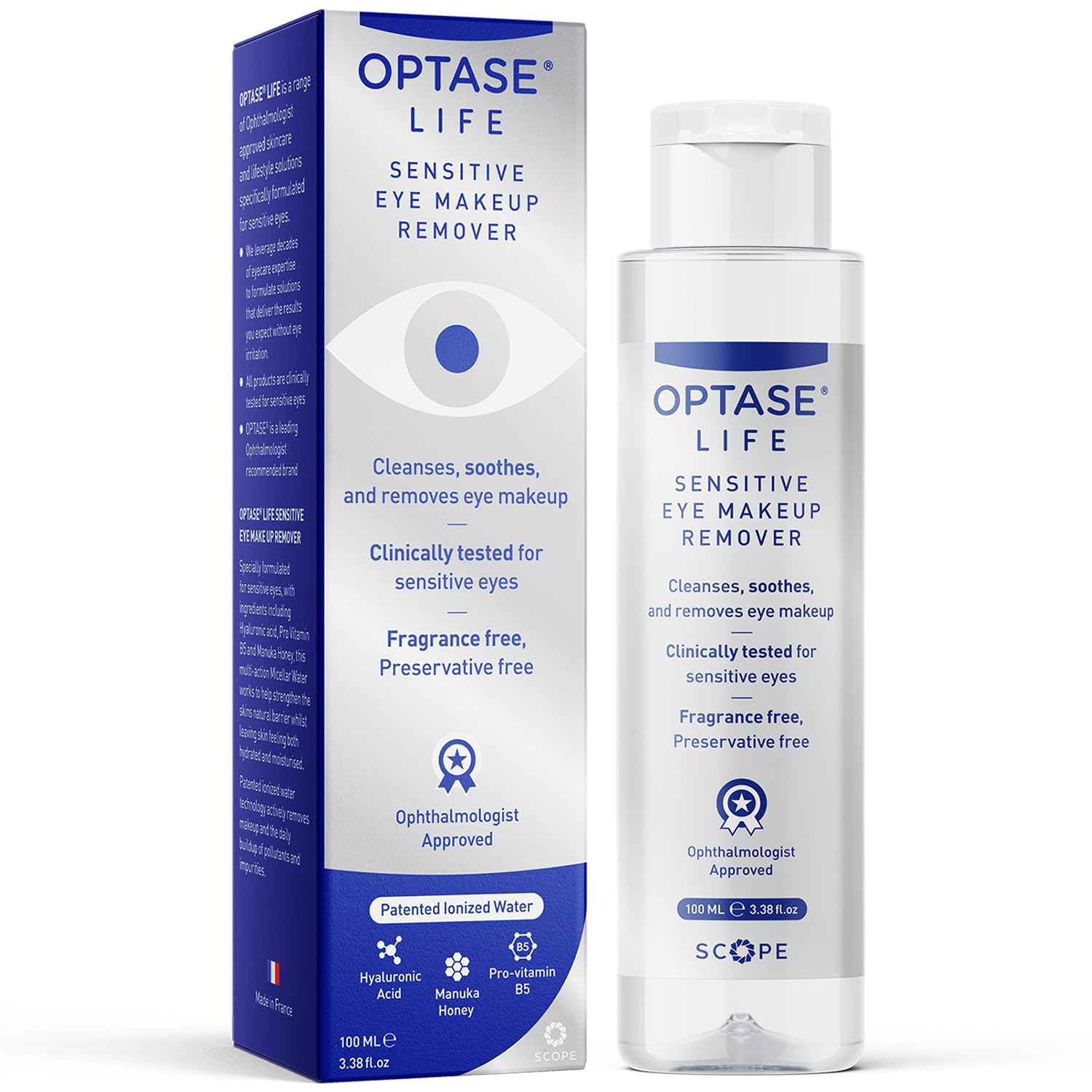 Optase Life Sensitive Eye Makeup Remover – Gentle & Effective For All Skin Types - Breakthrough Innovation Vs Traditional Micellar Water - 100Ml