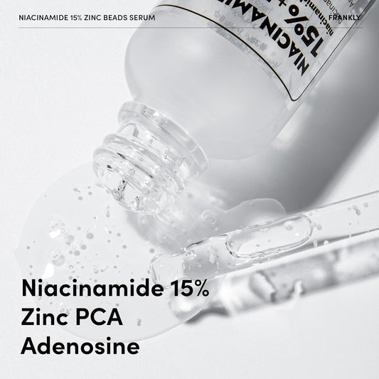 Niacinamide 15% Zinc Beads Serum + Closer Serum | Frankly Niacinamide & Peptide Perfection Set | Oil Control, Hydrating & Anti-Aging, Vegan, 2 Fl.Oz