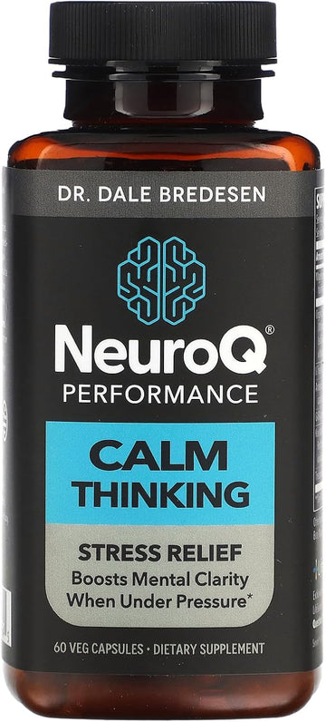 Neuroq Calm Thinking Supplement Pills - Natural Support For Stress Relief - Boosts Mental Focus & Concentration - Sensoril Ashwagandha, Gaba, L-Theanine, Lemon Balm & Chamomile - 60 Capsules