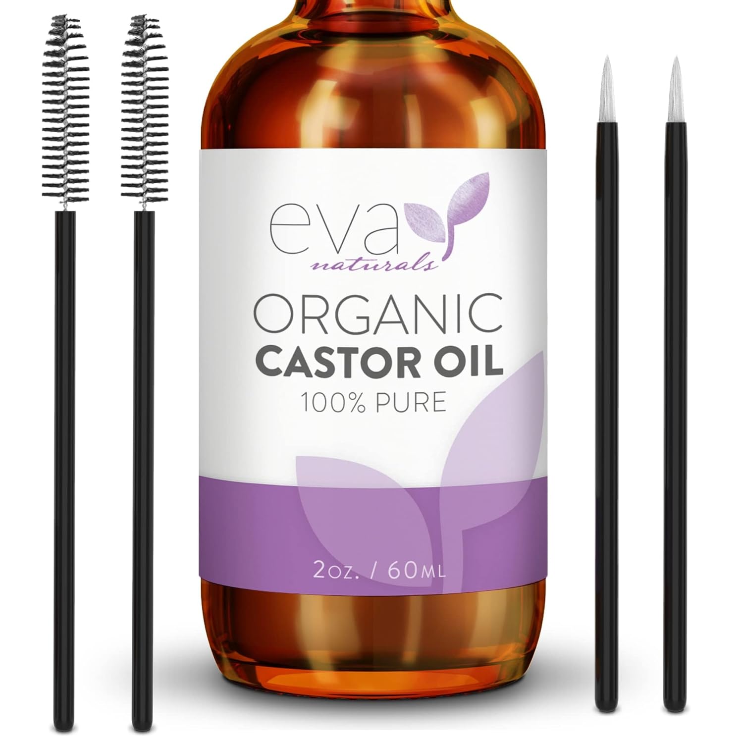 Eva Naturals Castor Oil (2Oz) - Promotes Hair, Lash And Brow Growth, Diminishes Wrinkles And Anti-Aging - 100% Pure And Organic For Hair Treatment