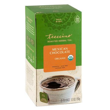 Teeccino Mexican Chocolaté Herbal Tea - Rich & Roasted Herbal Tea That’S Caffeine Free & Prebiotic For Natural Energy, 25 Tea Bags