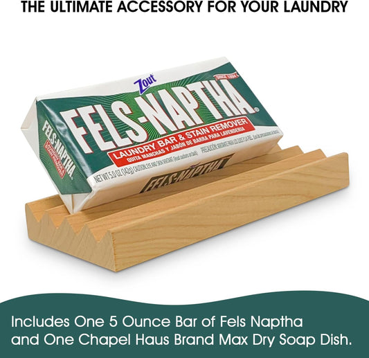 Fels Naptha Laundry Detergent Bar - 5 Ounce Fels Naptha Laundry Bar Soap and Stain Remover Bundle. Get the Ultimate Accessory to your Fels Naptha Soap Bars. (Traditional)