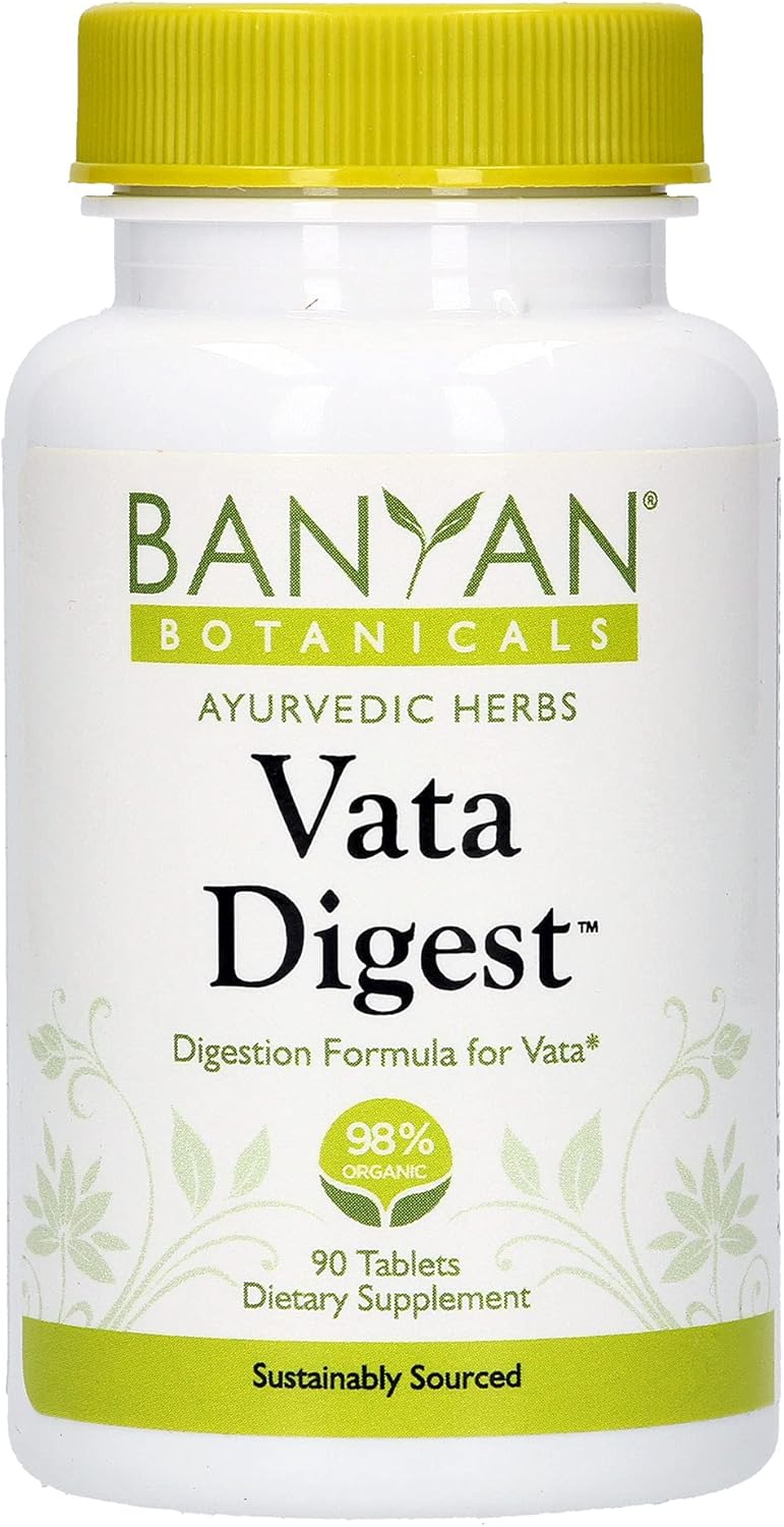 Banyan Botanicals Vata Digest – Natural Digestion Supplement Made with Organic Herbs Like Ajamoda & Ginger – for Digestion Support and Comfort* – 90 Tablets – Non GMO Sustainably Sourced Vegetarian