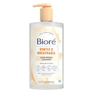 Bioré Gentle & Breathable Acne Face Wash, Gentle Face Cleanser For Women And Men, Fragrance Free, 6.77 Oz