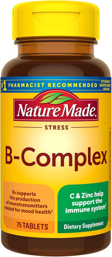 Nature Made Stress B Complex With Vitamin C And Zinc, Dietary Supplement For Immune Support, 75 Tablets, 75 Day Supply