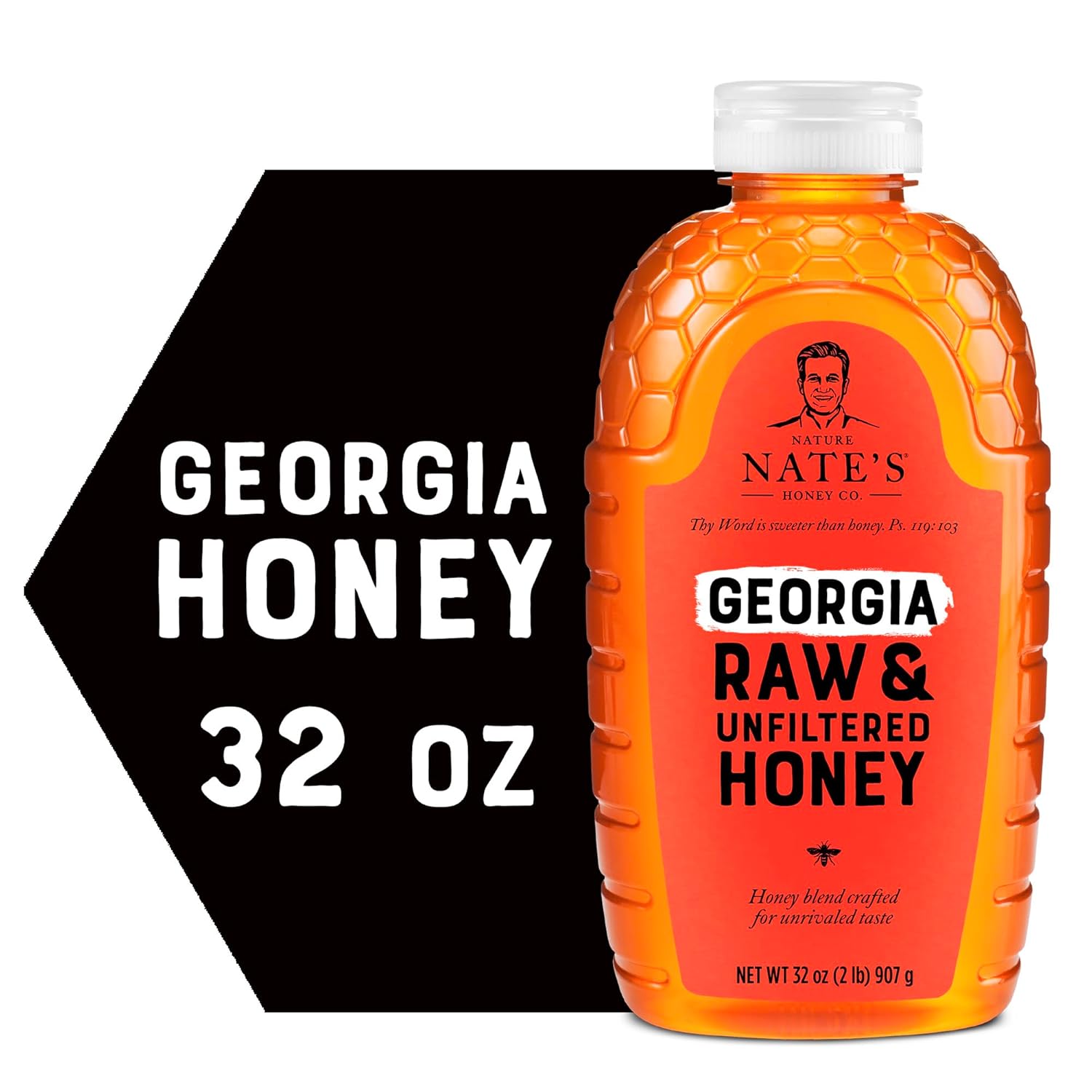 Nate'S Georgia 100% Pure, Raw & Unfiltered Honey, 32 Oz. Squeeze Bottle - All-Natural Sweetener