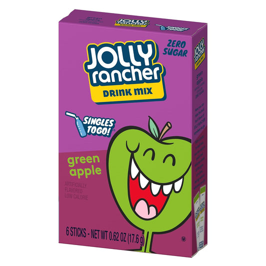 Jolly Rancher Singles To Go Powdered Drink Mix, Green Apple, 72 Total Servings, Sugar-Free Drink Powder, Just Add Water, 0.62 Ounce (Pack Of 12)