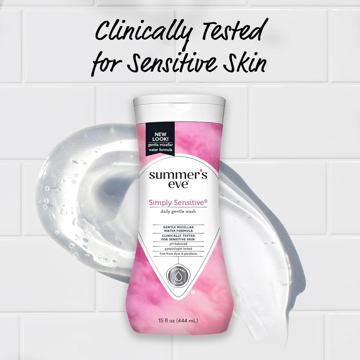 Summer's Eve Simply Sensitive Daily Gentle All Over Feminine Body Wash, Removes Odor, Feminine Wash pH Balanced, 15 fl oz, 3 Pack : Health & Household