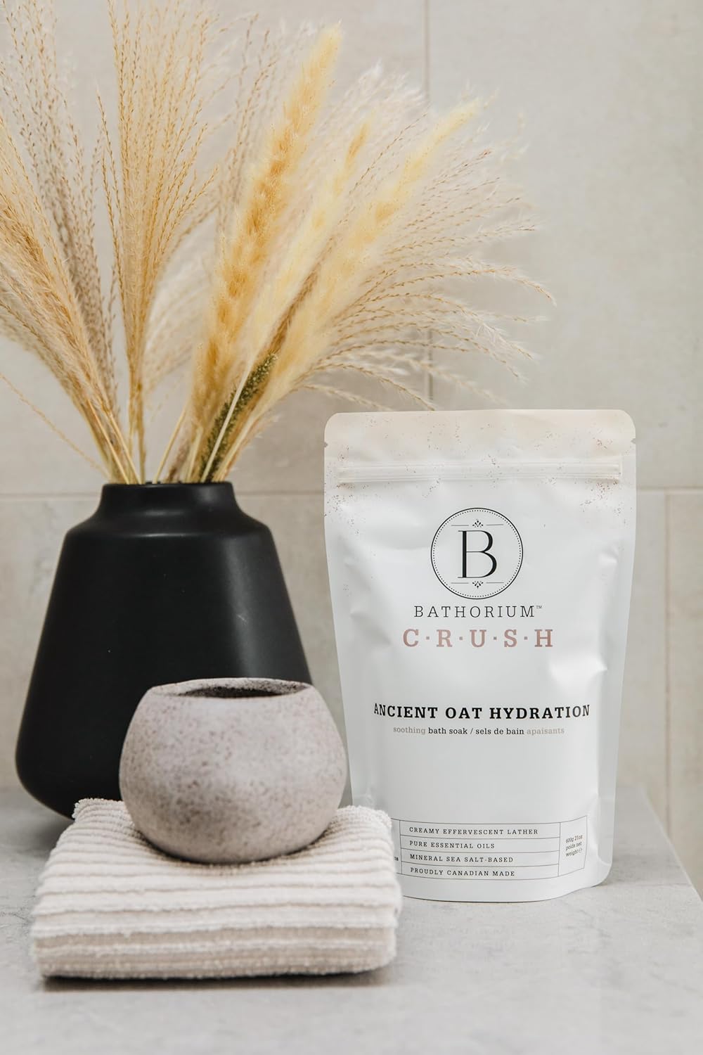 Bathorium Ancient Oat Hydration Crush, Mineral Sea Salt Bath Soak, Skin-Soothing Colloidal Oats, Light Floral Fragrance, Ph-Balanced, Approximately 5 Soaks, 21 Oz : Beauty & Personal Care