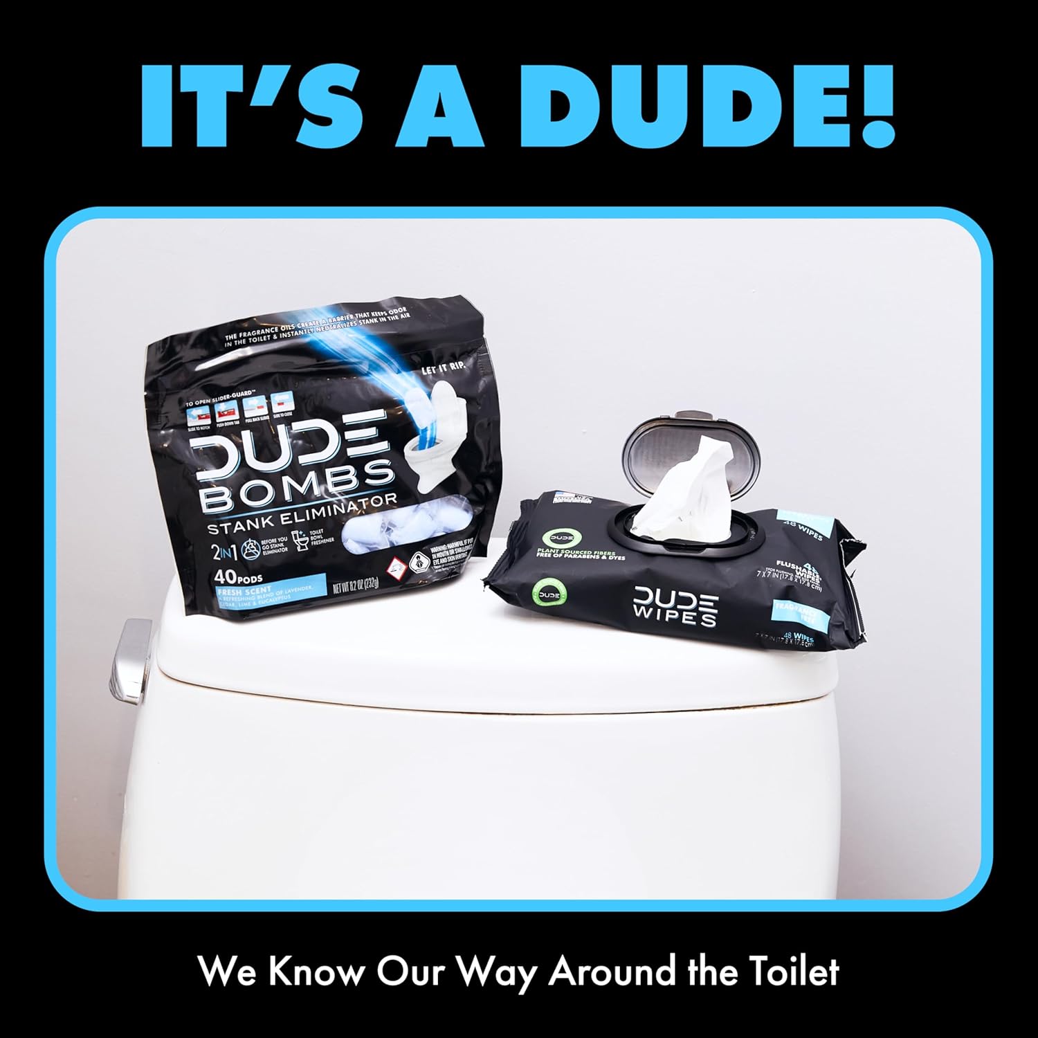 Dude Bombs - Toilet Stank Eliminator - 1 Pack, 40 Pods - Fresh Scent 2-In-1 Stank Eliminator + Toilet Bowl Freshener - Refreshing Blend Of Lavender, Cedar, Lime, And Eucalyptus : Health & Household
