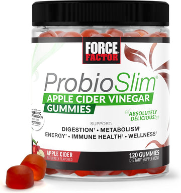 Force Factor Probioslim Apple Cider Vinegar Gummies With Organic , Lactospore Probiotics And Prebiotics To Support Digestion, Metabolism, And Immune Health, 120 Count (Pack Of 1)