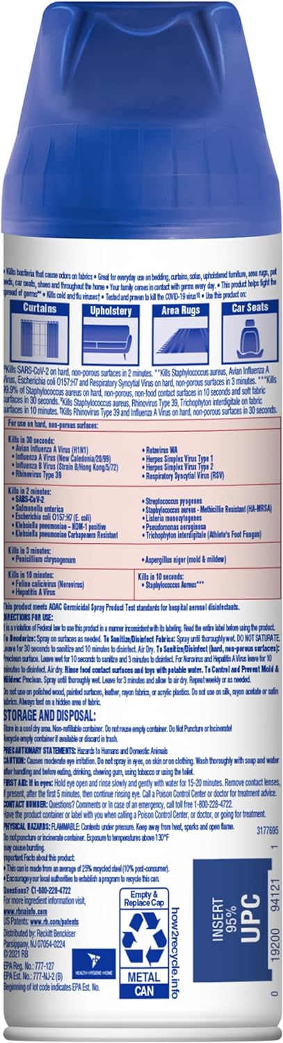 Lysol Fabric Disinfectant Spray, Sanitizing And Antibacterial Spray, For Disinfecting And Deodorizing Soft Furnishings, Sundrenched Linen 15 Fl. Oz