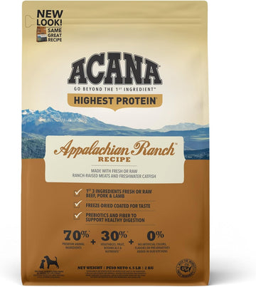 ACANA Highest Protein Dry Dog Food, Appalachian Ranch, Beef Recipe, 4.5lb