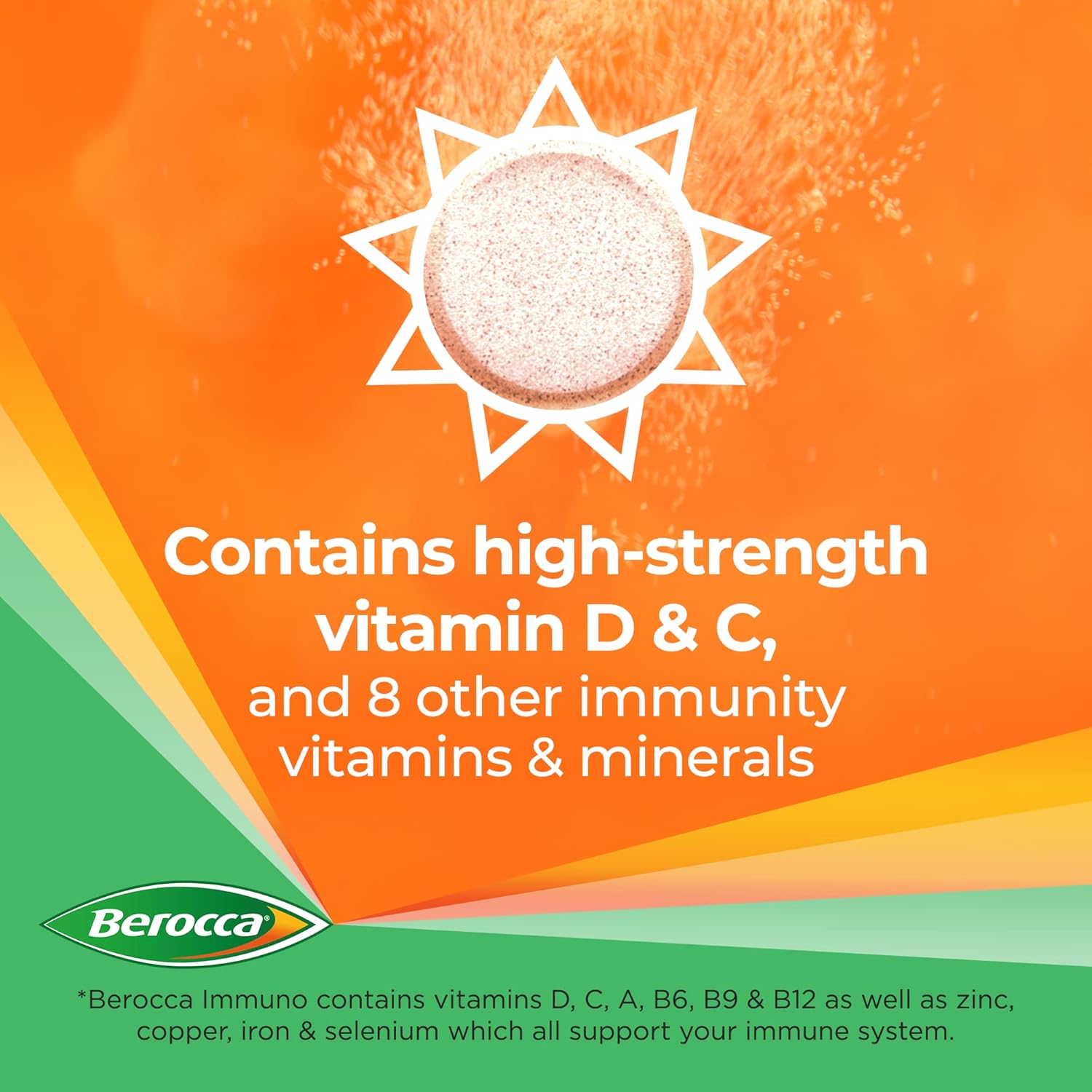 Berocca Immuno Effervescent Tablets - Including Vitamin D, C, A, B6, B9, B12, Selenium, Zinc and Iron - Multivitamin Immune System Support for Men & Women - 11 Vitamins and Minerals - 15 Tablets : Amazon.co.uk: Health & Personal Care