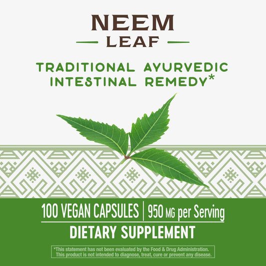 Nature's Way Premium Herbal Neem Leaf, 950 mg per serving, Skin Health, 100 Vcaps