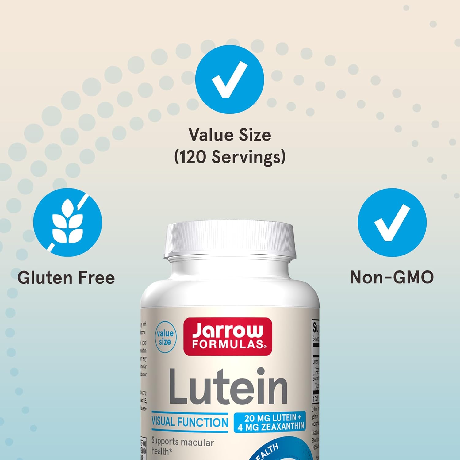 Jarrow Formulas Lutein 20 Mg With Zeaxanthin, Dietary Supplement For Visual Function And Macular Health Support, 120 Softgels, 120 Day Supply : Health & Household
